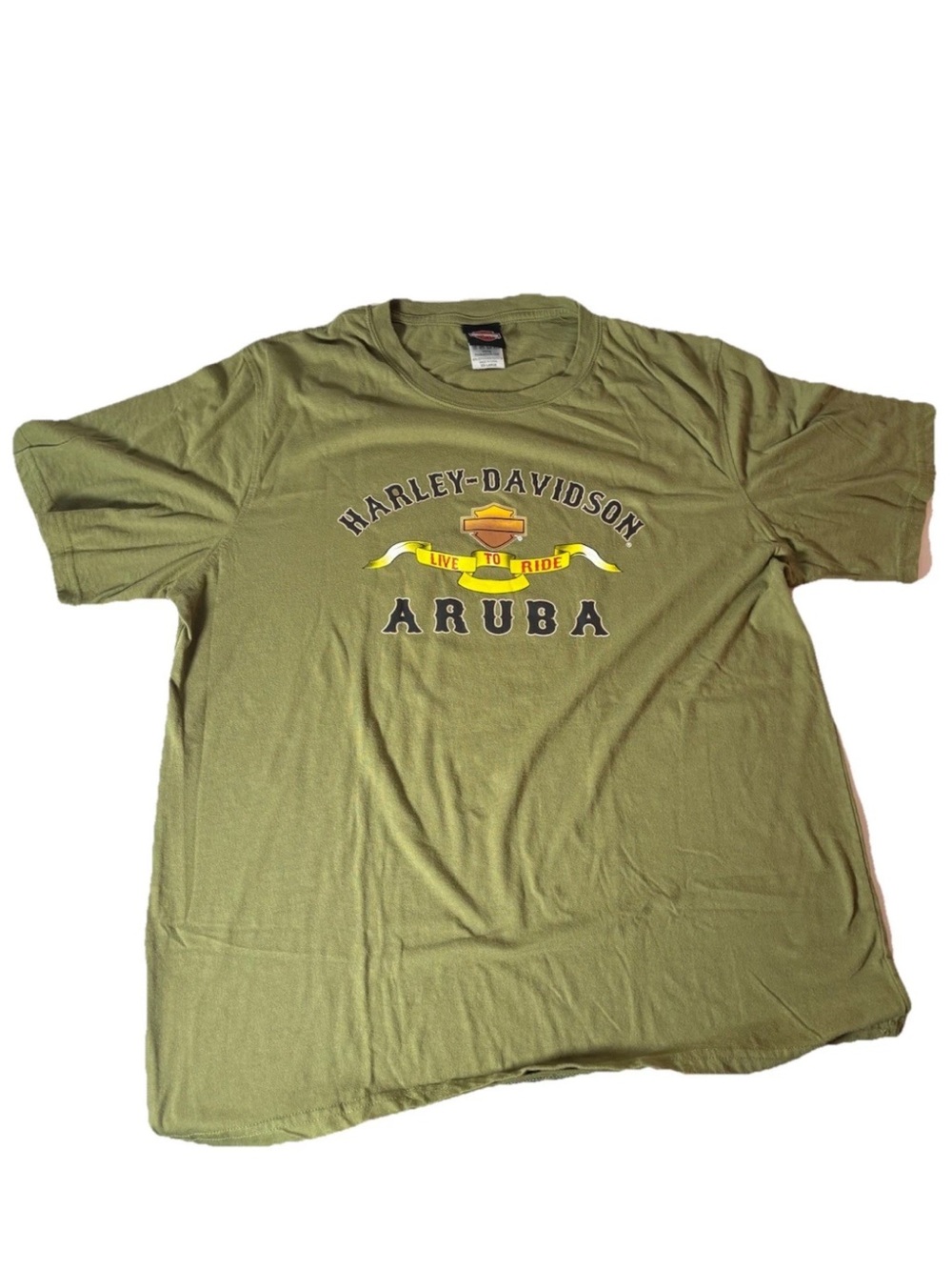 Harley Davidson Aruba Skull Pirate Shirt Mens 2XL Green Motorcycle Tee